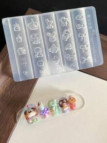 1个可爱宠物狗、熊、蝴蝶结美甲模具，3D美甲透明硅胶模具，美甲师必备 - 無色 - 查看 5