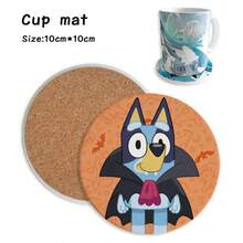 Bluey 星空主题陶瓷杯垫，动漫礼品杯垫，圆形杯垫，创意卡通防滑杯垫 - 彩色 - 查看 18
