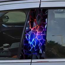 2 pares de calcomanías geométricas fluorescentes para columnas de automóvil, protectores autoadhesivos para el pilar B del vehículo, alargados, resistentes a los arañazos, calcomanías para automóvil con acabado semibrillante, para uso único en superficies de vidrio y metal - A - Ver 3
