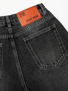 Jeans casuales de pierna recta y ajuste holgado para mujer con bolsillos, jeans rectos de moda, pantalones vaqueros holgados de mezclilla lavada, estilo vintage y casual - Negro - Ver 11