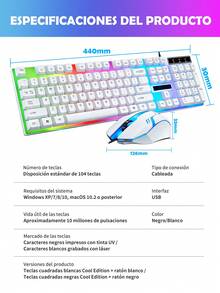 Wired 104-Key Mechanical Feel Keyboard And RGB LED Backlit Mouse Set, RGB USB Gamer Keyboard And Mouse Kit, Ideal For Gaming And Office Use. - View 12