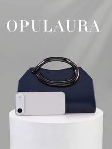 OpulAura 女士优雅藏蓝色真皮手提包，奢华丝绒晚宴包，适合搭配正式礼服、参加婚礼、生日派对和毕业舞会。 - 藏蓝色 - 查看 4