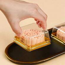 50pcs Cake Boxes With Transparent Lids, Chinese Pastry Boxes, Cake Pastries, Used For Cakes, Chocolates, Cookies, Mooncakes And More, Birthday Party Gifts, Wedding Party Gifts, Baking Tools, Kitchen Accessories - 金色 - 查看 3