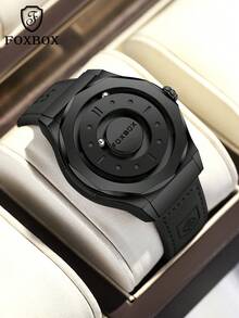 Foxbox LIGE Men's Quartz Watch Retro Cool Dial Display Design Blind Touch Waterproof Rotating Magnetic Bead Watch - Black - View 2