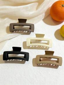 4个简约哑光方形发夹，多功能发爪，适合日常、外出、旅行、拍照等场合，优雅礼物之选 - 彩色 - 查看 5