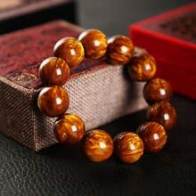 Golden Silk Sea Willow Buddha Bead Bracelet, Single Circle Bracelet, Men's And Women's Rosary Beads, Wenwan Live Broadcast Drainage Welfare Products - Vòng tay liễu biển đơn sợi 12mm - Xem 2