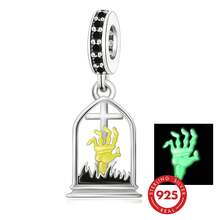 1 buah Liontin Sangkar Burung Bercahaya dalam Gelap dari Perak Sterling 925, Perhiasan DIY Manik-manik Misterius Unisex, Hadiah - Perak - View 1