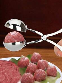 2Pcs Stainless Steel Meatball Maker, Manual Squeeze Meatball Molder Tongs, Non-Stick Easy Clean For Meat Balls Fish Balls Cookie Dough, Portable For BBQ Hot Pot Camping & Family Gatherings - View 2