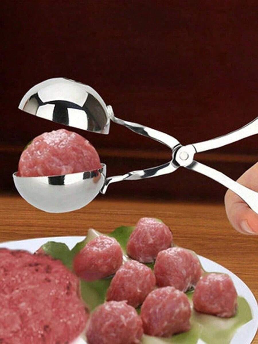 2Pcs Stainless Steel Meatball Maker, Manual Squeeze Meatball Molder Tongs, Non-Stick Easy Clean For Meat Balls Fish Balls Cookie Dough, Portable For BBQ Hot Pot Camping & Family Gatherings