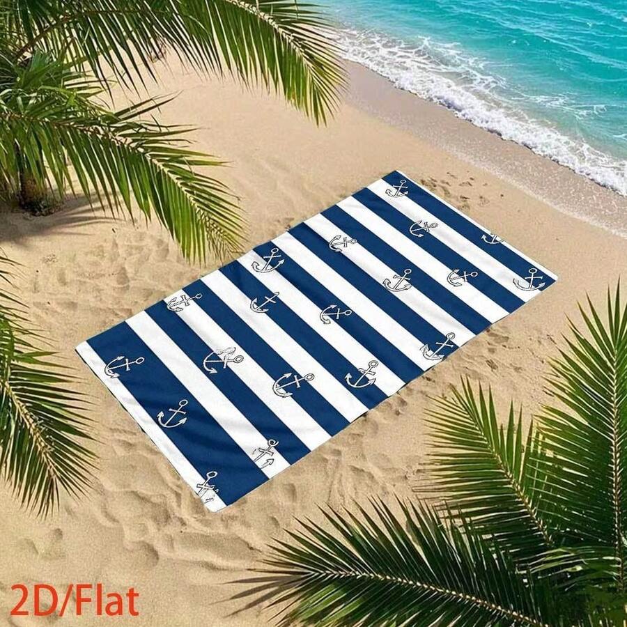 2D Flat - 2D Flat - One Item, 2D/Flat, Oversized Microfiber Beach Towel - Soft, Lightweight, And Portable, It Has Good Absorbency, Sand-Free, Made Of Sailing Wind Fabric, Suitable For Travel, Picnics, Beaches, Camping, And Modern Bathrooms - trắng - Xem 1