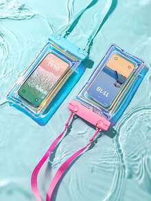浮水防水手機袋，附安全鎖扣系統，適合海灘愛好者，耐用防水袋，戶外探險用，保護性水下手機套，適用漂流、泛舟與航海，通用尺寸適配大多數智慧型手機 - 彩色 - 查看 2
