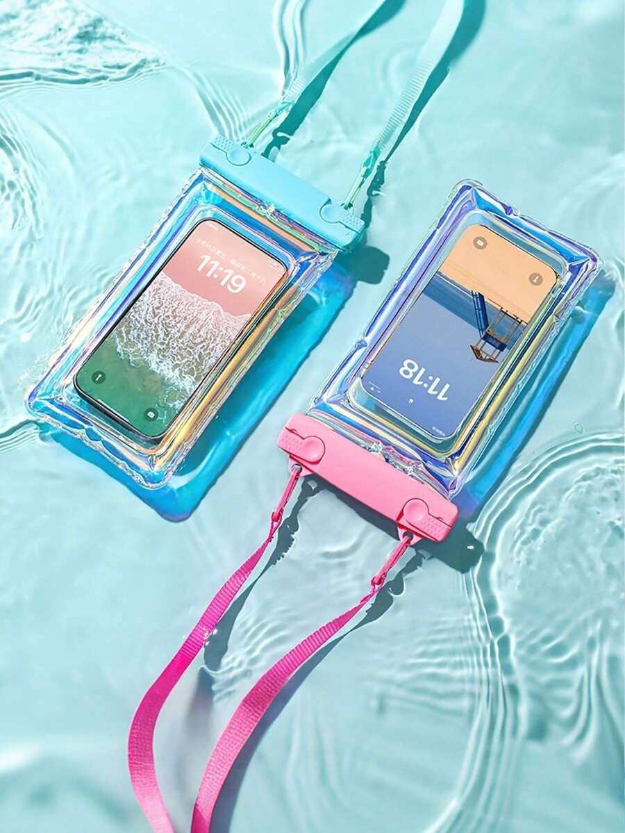 浮水防水手機袋，附安全鎖扣系統，適合海灘愛好者，耐用防水袋，戶外探險用，保護性水下手機套，適用漂流、泛舟與航海，通用尺寸適配大多數智慧型手機
