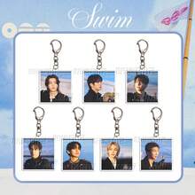 1个BT/S ARIRANG SWIM专辑钥匙扣，RM Jin J-Hope Jimin V K-Pop亚克力钥匙圈包挂件，ARMY礼物，适合生日礼物和收藏 - 彩色 - 查看 1