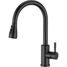 360° Kitchen Sink Mixer Taps Pull Out Spout Spray Single Lever Modern Mono Tap - Black - View 1