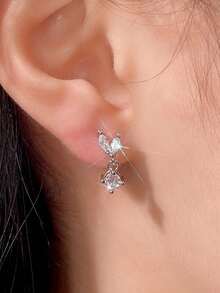1 Pair Kids Pretty Cubic Zirconia Drop Earrings For Daily Decoration For Party Jewelry Birthday Gift - 2# - View 4