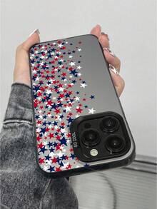 全新创意时尚IMD激光手机壳系列，美国彩色星形图案，经典混合材质，防震防滑，兼容 17/16/15/14/13/12/11系列和Galaxy S22-S25 Ultra，是各种场合的理想礼物。 - 黑色 - 查看 3