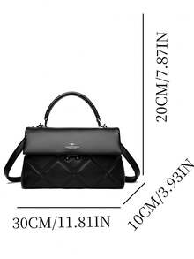 Genuine Brand Soft PU Leather Handbag, Women's Designer Top Handle Bag, Shoulder Crossbody Bag, Large Capacity Casual Tote Bag - Black - View 10