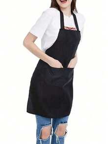 Polyester Adjustable Neck Apron With 2 Large Pockets - Neutral Colors, Ideal For Cooking, Baking, Grilling, Christmas Crafts, Machine Washable, Baking Apron | Adjustable Apron | Polyester Apron - Multicolor - View 3