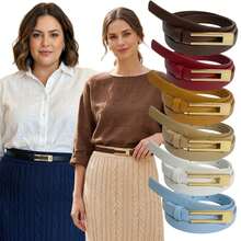 Women's Thin Synthetic Leather Belt, Elegant Fashion, Sophisticated Gold Buckle, 1.5cm - Paulina - 黑色 - 查看 3