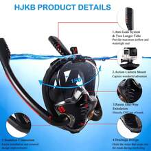 1 Buah Masker Snorkeling Wajah Penuh Tabung Ganda Dewasa - 1 Buah - Pandangan Panorama 180° Anti-Kabut - Cocok Untuk Olahraga Luar Ruangan - Unisex - MultiWarna - View 5