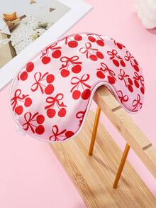1pc Polyester Digital Printed Cherry Element Sleep Eye Mask, Soft & Skin-Friendly, Suitable For Women To Wear During Rest - Red - View 3