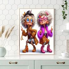 一套“快乐的奶奶和最好的朋友”5D钻石画套装，友谊主题，[30*30厘米/11.8*11.8英寸] [40*40厘米/15.7*15.7英寸]，适合成人初学者DIY马赛克钻石画，全钻手工爱好，可用作客厅、卧室、办公室的墙面装饰，也是送给家人和朋友的绝佳礼物，无框 - 彩色 - 查看 4