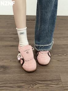 2025 New Elegant Flat German Shepherd Sneakers, Versatile For Skirts, Autumn Season - Pink - View 7