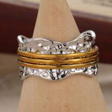 This Ring Has A Layered And Artisanal Charm. The Unique Texture Seamlessly Blends The Ruggedness Of Industrial Style With Refined Elegance. It Is Very Suitable For Wearing At Music Festivals, Outdoor Camping, And Other Occasions. - Silver - View 6