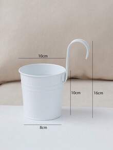 1 Peça Vaso Suspenso de Metal e Ferro, Com Gancho Destacável, Vaso de Flores de Sacada, Balde de Flores de Parede, Cesta de Plantas Suculentas, Adequado para Plantio em Jardim Externo - Multicolorido - Visão 18