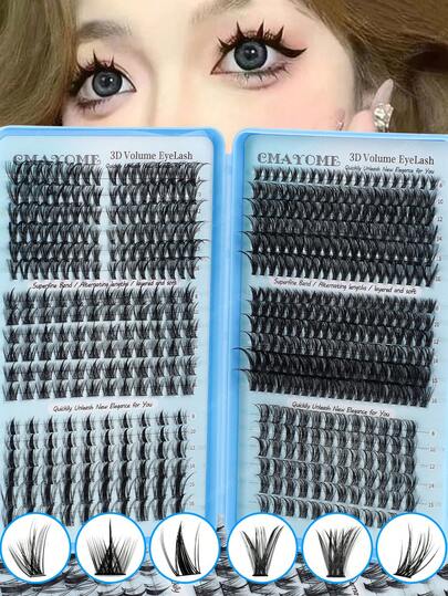 552pcs C-Curl Curled Cartoon Style Lash Clusters, Soft & Natural 8-16mm Mixed False Eyelashes, Easy To Use Reusable DIY Individual Lashes, Suitable For Daily Makeup