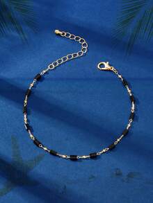 Round Ball Decor Anklet - Yellow Gold - View 2