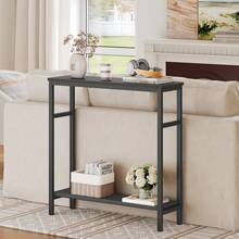 Console Table, Hallway Table With Adjustable Shelf, Slim Sofa Table, 2-Tier Side Table With Storage Shelf, For Living Room, Office, Industrial, Sturdy - Black - View 2