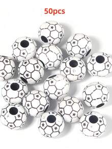 50pcs World Cup Sports Series Football, Rugby, Basketball, Volleyball Acrylic Shoe Decoration Beads - Multicolor - View 27