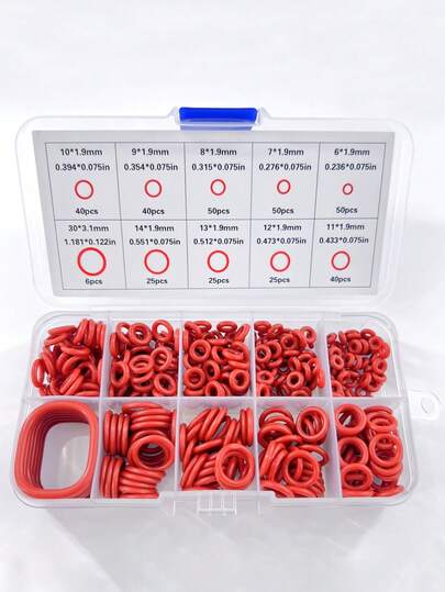 Bộ gioăng cao su silicon 351 chi tiết, chịu dầu, chịu nhiệt và bền bỉ, gồm 10 kích cỡ khác nhau, lý tưởng cho các ứng dụng trong ô tô, hệ thống ống nước và vòi nước.