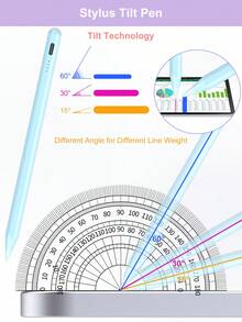 这款触控笔兼容 iPad，适用于第十代/第十一代（A16 芯片）2022、2025 款 iPad Pro/Air4/5/6 10.9 英寸机型，无需蓝牙连接即可实现高灵敏度使用。笔尖可根据角度产生不同粗细的线条或阴影效果。兼容 iPad 7/8/9 10.2 英寸机型以及 2018-2022 款 11 英寸/12.9 英寸 iPad Pro。笔芯易于更换。笔身带有 LED 电量指示灯，电池容量为 90mAh。黑色。 - 淺藍色 - 查看 6