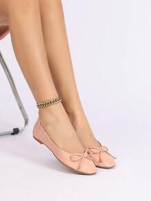 Casual Bow Ballet Flats – Soft Resilient Insole, Comfortable Foot-Hugging Design - Bụi hồng - Xem 2