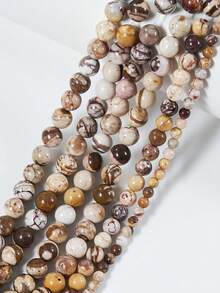 1 Chuỗi hạt đá Jasper vằn tự nhiên Úc, hạt đá quý tròn nhẵn, đá mã não nâu tự nhiên Úc, hạt rời dùng để làm trang sức, kích thước 4mm, 6mm, 8mm. - màu nâu - Xem 1