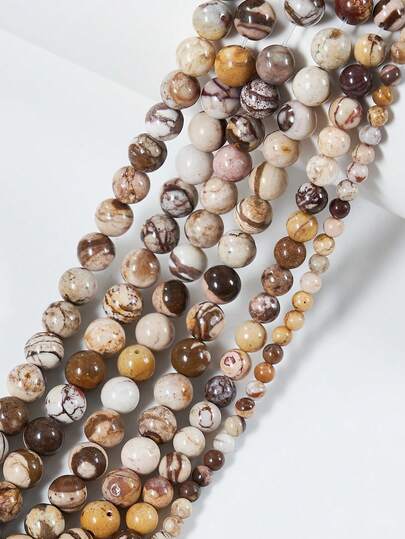 1 Chuỗi hạt đá Jasper vằn tự nhiên Úc, hạt đá quý tròn nhẵn, đá mã não nâu tự nhiên Úc, hạt rời dùng để làm trang sức, kích thước 4mm, 6mm, 8mm.