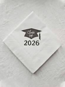 50 piezas/Paquete Servilletas de Felicitaciones para Graduados, Decoración de Mesa para Fiesta de Graduación, Servilletas de Decoración de Graduación 2026 "¡Lo lograste!", Suministros para Fiestas, Servilletas de Cóctel Negras Adecuadas para Decoración de Fiesta de Graduación de Escuela Secundaria y Universidad - Estilo 1 - Ver 7