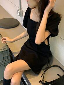 Women Short Dresses - Black - View 2