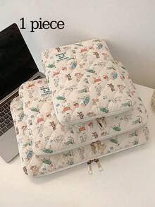 Bolsa para laptop estilo estudante, com estampa fofa de cachorro, ideal para laptops de 11", 13" e 15". Compacta e portátil, pode ser usada como pasta para documentos, capa protetora ou bolsa para transportar o laptop. Perfeita para meninas, adolescentes, meninos e estudantes universitários. Também compatível com tablets de 9 a 15 polegadas, como Air, 4, 5, Pro, 11, Mini, 5 e 6. Design resistente a impactos. - Multicolorido - Ver 2