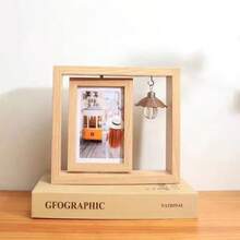 6-Inch Dual-Sided Rotating Wooden Photo Frame - Modern Minimalist Design With Heart-Shaped Pendant, Multifunctional Desktop Decor Suitable For Home, Office And Holiday Gifts - 7 Inches - View 8