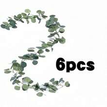 1pc/2pcs Artificial Eucalyptus Leaf Garland Decor, Fake Plant, Wedding Party Table Decoration, Indoor Outdoor, Faux Eucalyptus Wreath - Green - View 13