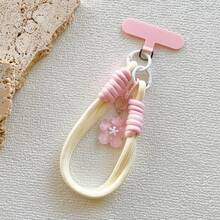 1 Set Jelly Sakura Pendant Keychain, Short Braided Phone Lanyard Wrist Strap, Universal Phone Case Charm Accessories For Women - Multicolor - View 9