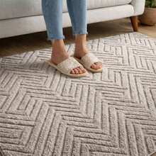 Tokyo Non-Slip Rug With High Relief Geometric Pattern For Living Room/Bedroom, 1.40m X 2.00m Or 2.00m X 2.40m - 淺米色 - 查看 4