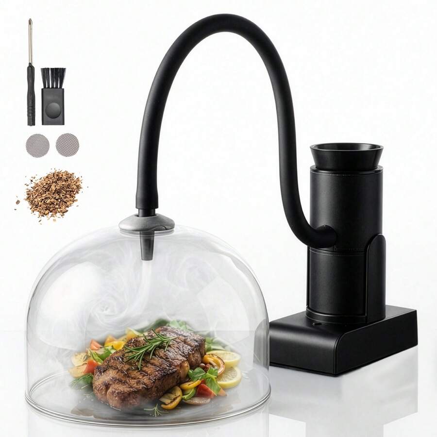 Portable Smoking Gun Food Smoker Kit With Wood Chips, Cold Smoke Infuser For Cocktails & Meat - Black - View 1
