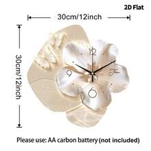2D Floral Art Wall Clock, Modern Silent Quartz Movement Decorative Wall Clock, Suitable For Bedroom, Dining Room, Living Room, Office, Sofa Background, Home Decor - Multicolor - View 12