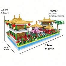 3-In-1 Ancient Style 3D Puzzle Building Blocks, Suzhou Garden/Summer Palace/Yellow Crane Tower Model, High Difficulty Assembly Blocks, Desktop Decor And Holiday Gift - Multicolor - View 5
