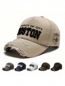 1pc Unisex Baseball Cap, Distressed Vintage Numeric Embroidery, Streetwear Design, Sun Protection, Suitable For Spring/Summer Outdoor Activities - 用水沖洗 - 查看 1