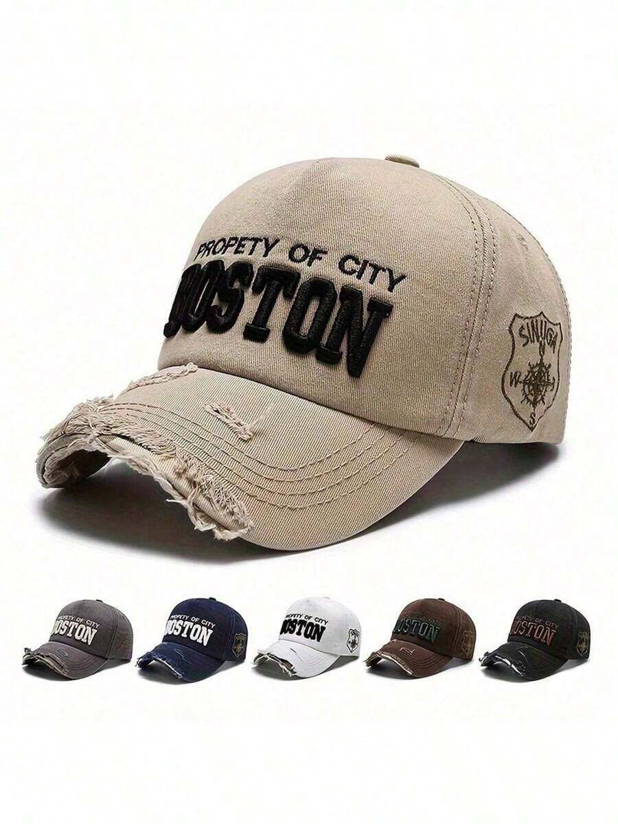 1pc Unisex Baseball Cap, Distressed Vintage Numeric Embroidery, Streetwear Design, Sun Protection, Suitable For Spring/Summer Outdoor Activities - 用水沖洗 - 查看 1